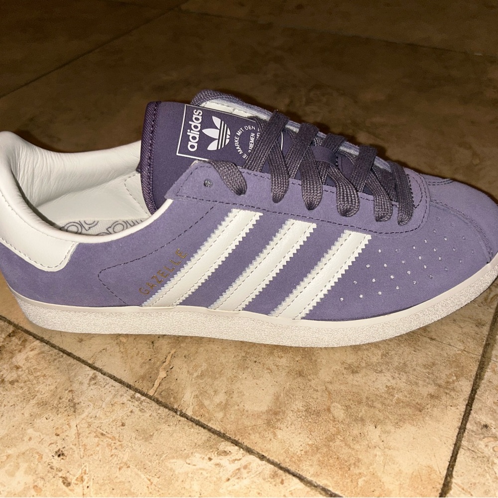 Adidas Gazelle Lavender and White Shoes